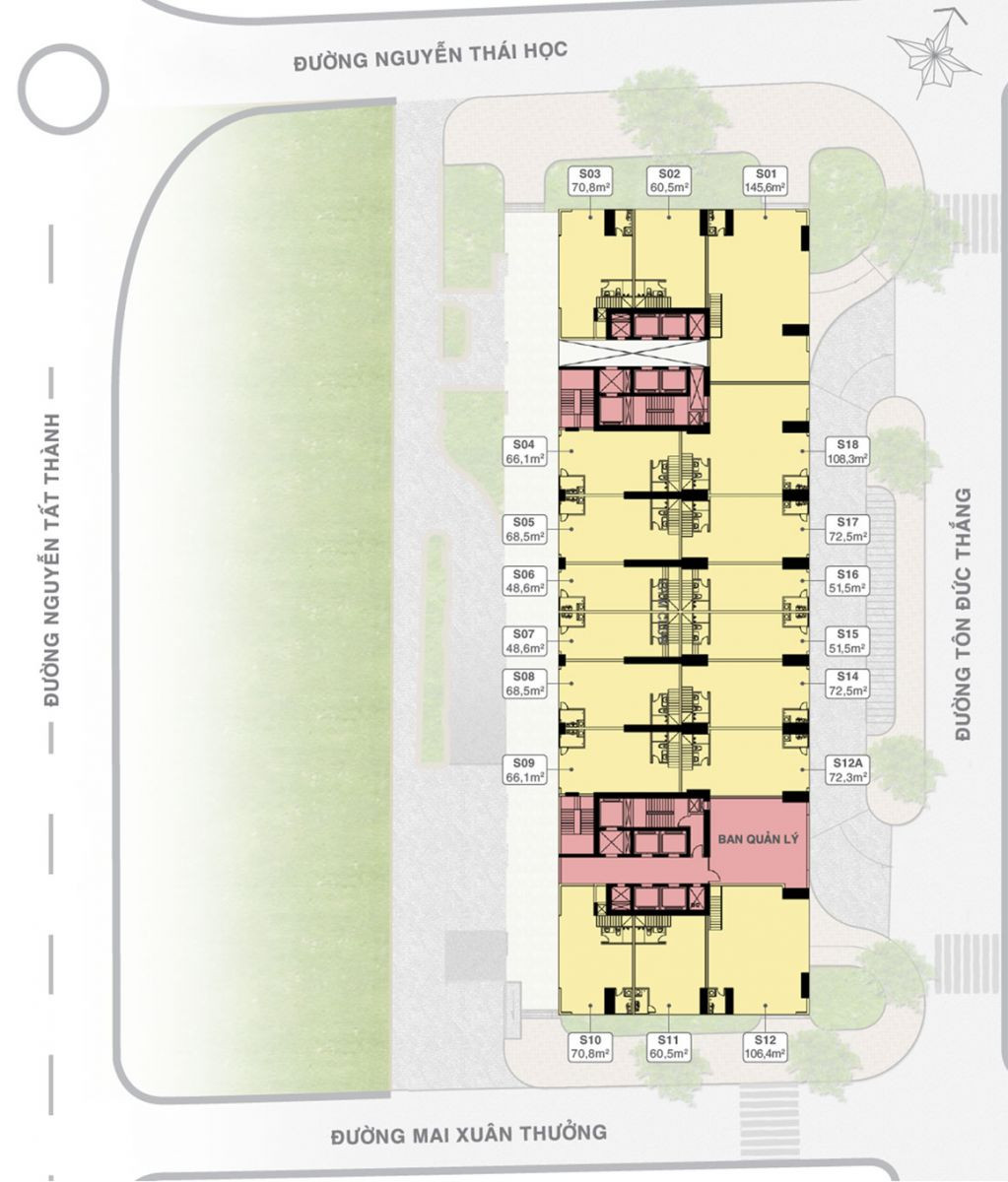 Mặt bằng tầng 2 dự án Grand Center Quy Nhơn